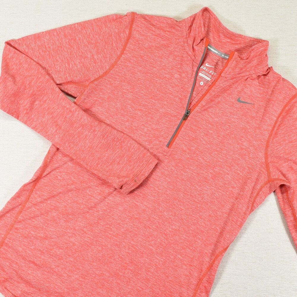 Nike Dri-FIT Element 1/4 Zip Running Top Womens S Coral Pink Heather Pullover